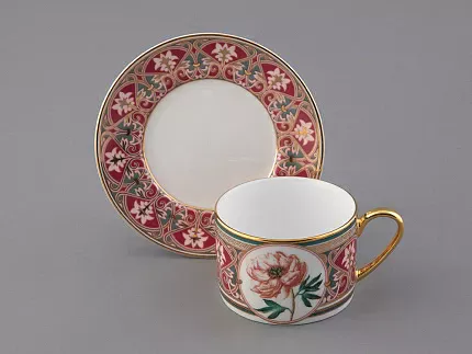 Чашка с блюдцем 250 мл в подарочной упаковке форма Соло, рисунок Дивный Пион, арт. 81.32658.00.1