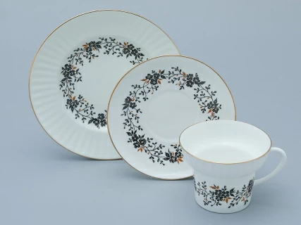 Трехпредметный комплект чайный форма Волна рисунок Тонкие веточки 155 мл арт. 81.14404.00.1, 