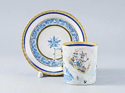 Сервиз чайный форма Гербовая рисунок Зимние забавы, 4 персон 11 предметов, арт. 81.14057.01.1