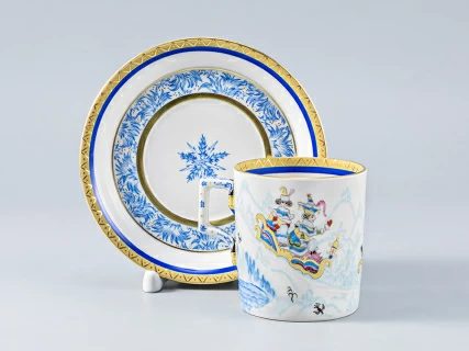 Сервиз чайный форма Гербовая рисунок Зимние забавы, 4 персон 11 предметов, арт. 81.14057.01.1, 