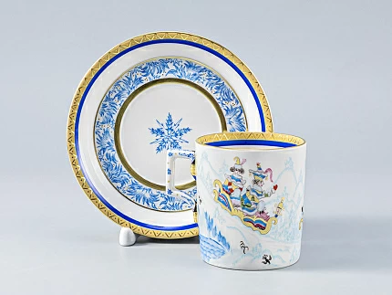 Сервиз чайный форма Гербовая рисунок Зимние забавы, 4 персон 11 предметов, арт. 81.14057.01.1