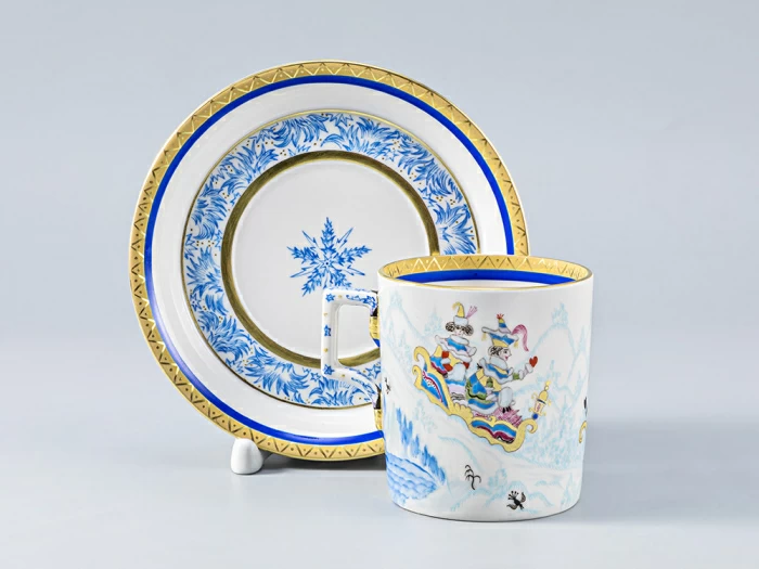Сервиз чайный форма Гербовая рисунок Зимние забавы, 4 персон 11 предметов, арт. 81.14057.01.1, 