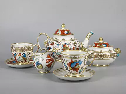 Сервиз чайный форма Александр III рисунок Русский, 6 персон 15 предметов арт. 81.30144.00.1