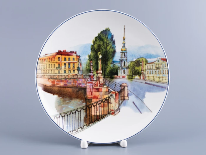 Декоративная тарелка 195 мм форма Эллипс рисунок Санкт-Петербург.Пикалов мост арт. 80.88385.00.1, 