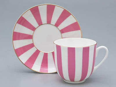 Чашка с блюдцем кофейная 180 мл форма Ландыш 2 рисунок Да и нет (светло-розовый с отводкой) арт. 81.23096.00.1