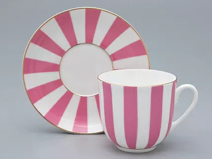 Чашка с блюдцем кофейная 180 мл форма Ландыш 2 рисунок Да и нет (светло-розовый с отводкой) арт. 81.23096.00.1