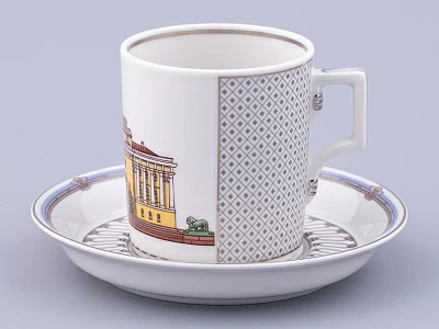 Чашка с блюдцем чайная, форма Гербовая, рисунок Серебряный город 1, арт. 81.32584.00.1 Чашка с блюдцем чайная, форма Гербовая, рисунок Серебряный город 1, арт. 81.32584.00.1