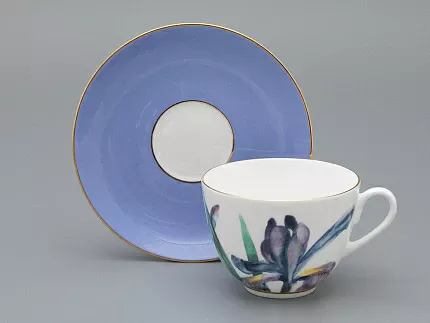 Чашка с блюдцем L’Art des Fleurs в подарочной упаковке, форма Весенняя 2, рисунок Аметистовое пламя, арт 81.33403.00.1