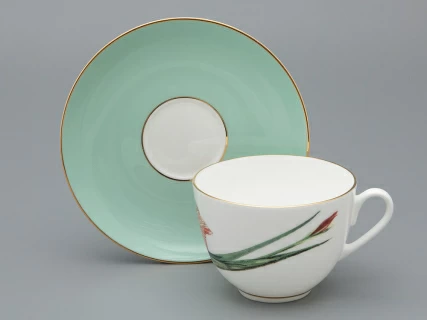 Чашка с блюдцем L’Art des Fleurs в подарочной упаковке, форма Весенняя 2, рисунок Тигровый ирис, арт 81.33404.00.1, 