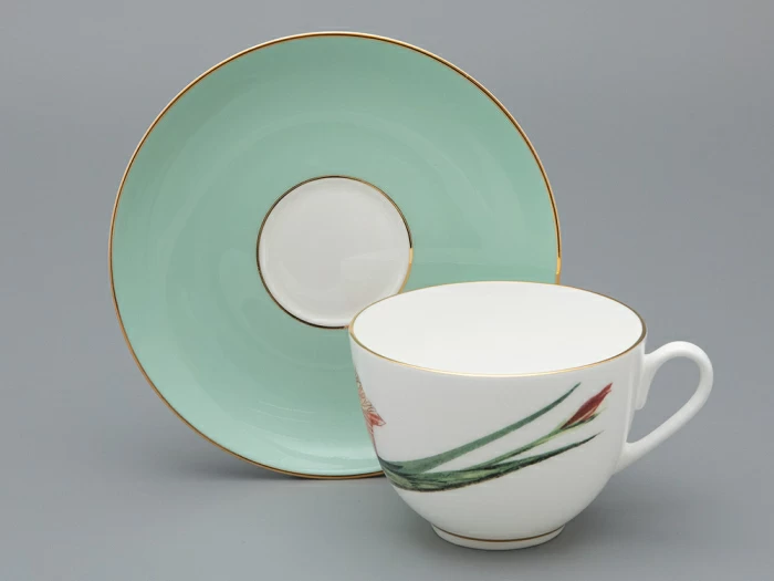 Чашка с блюдцем L’Art des Fleurs в подарочной упаковке, форма Весенняя 2, рисунок Тигровый ирис, арт 81.33404.00.1, 