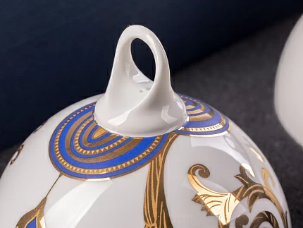 Подарочный набор из 3 елочных шаров форма Шар с петелькой 80 мм рисунок Рождественские узоры арт. 81.30683.00.1