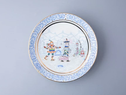 Декоративная тарелка 195 мм форма Эллипс рисунок Зимняя забава арт. 80.09999.00.1