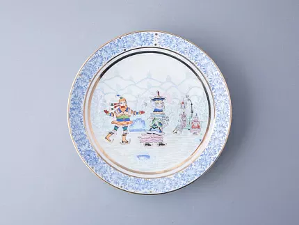 Декоративная тарелка 195 мм форма Эллипс рисунок Зимняя забава арт. 80.09999.00.1