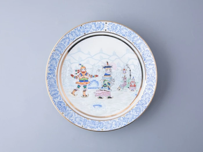 Декоративная тарелка 195 мм форма Эллипс рисунок Зимняя забава арт. 80.09999.00.1, 