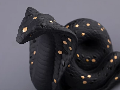 Скульптура форма Кобра, большой размер, в подарочной упаковке, рисунок Черное золото, арт. 81.32914.00.1