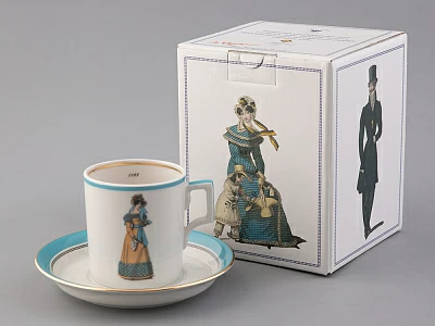 Чашка с блюдцем чайная 220 мл форма Гербовая рисунок Modes de Paris 1823 арт. 81.25412.00.1 Чашка с блюдцем чайная 220 мл форма Гербовая рисунок Modes de Paris 1823 арт. 81.25412.00.1