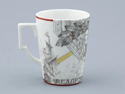 Бокал с блюдцем в подарочной упаковке, форма Гранд, рисунок Полководцы России Федор Ушаков, арт. 81.32433.00.1,  Бокал с блюдцем в подарочной упаковке, форма Гранд, рисунок Полководцы России Федор Ушаков, арт. 81.32433.00.1,