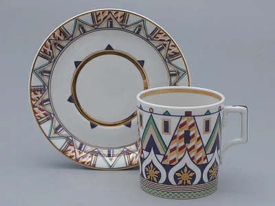 Чашка с блюдцем чайная, форма Гербовая, рисунок Великая Русь 1, арт. 81.31999.00.1 Чашка с блюдцем чайная, форма Гербовая, рисунок Великая Русь 1, арт. 81.31999.00.1