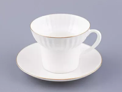Чашка с блюдцем кофейная 155 мл форма Волна рисунок Золотой кантик арт. 81.13549.00.1