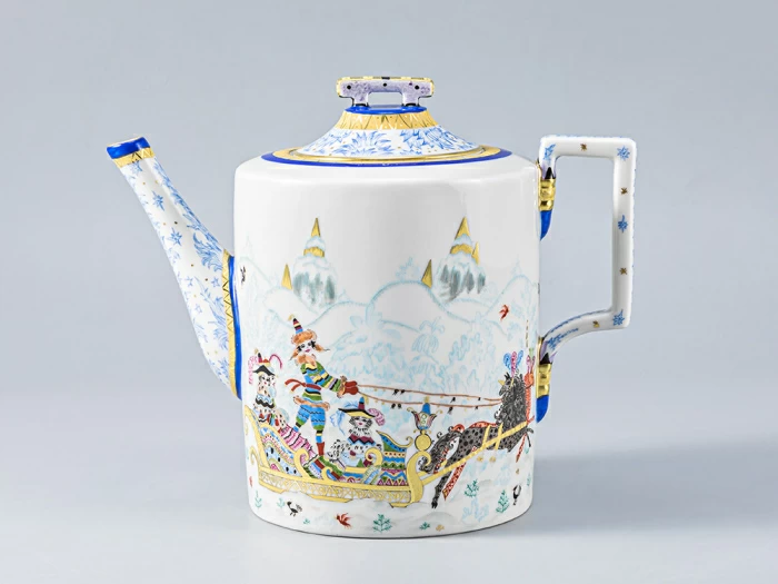 Сервиз чайный форма Гербовая рисунок Зимние забавы, 4 персон 11 предметов, арт. 81.14057.01.1, 