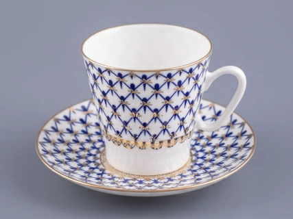 Чашка с блюдцем кофейная 80 мл форма Черный кофе рисунок Кобальтовая сетка арт. 81.14569.00.1, 