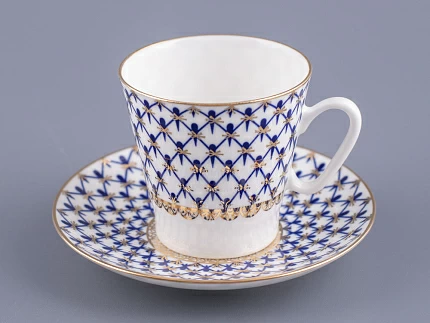 Чашка с блюдцем кофейная 80 мл форма Черный кофе рисунок Кобальтовая сетка арт. 81.14569.00.1