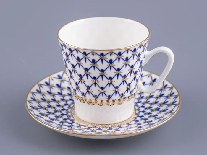 Чашка с блюдцем кофейная 80 мл форма Черный кофе рисунок Кобальтовая сетка арт. 81.14569.00.1, 