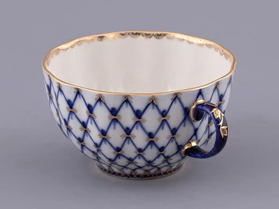 Чашка с блюдцем чайная 250 мл форма Тюльпан рисунок Кобальтовая сетка арт. 81.10105.00.1