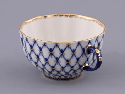 Чашка с блюдцем чайная 250 мл форма Тюльпан рисунок Кобальтовая сетка арт. 81.10105.00.1, 