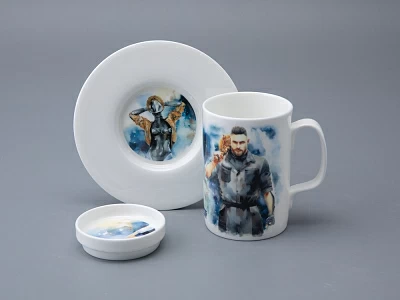 Бокал с блюдцем и крышкой 400мл в подарочной упаковке, форма Топ, рисунок Atomic Heart 1, арт 81.34448.00.1