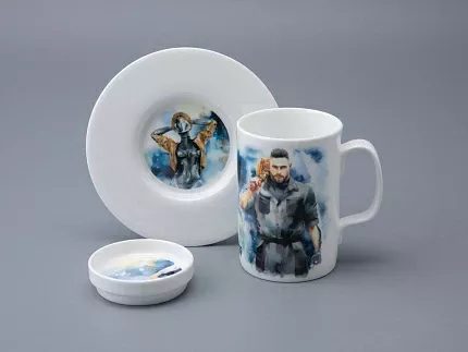 Бокал с блюдцем и крышкой 400мл в подарочной упаковке, форма Топ, рисунок Atomic Heart 1, арт 81.34448.00.1