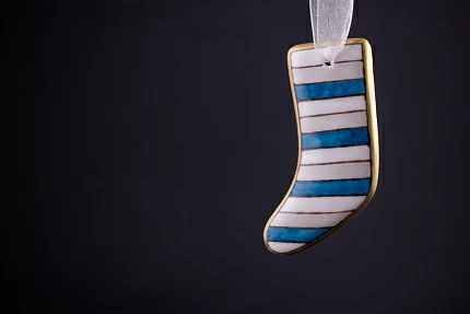 Елочная игрушка Носочек, Зимний вечер, арт 60.07615.00.1 Елочная игрушка Носочек, Зимний вечер, арт 60.07615.00.1