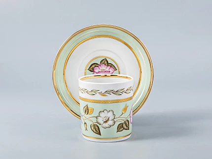 Чашка с блюдцем чайная 220 мл форма Гербовая рисунок Нефритовый фон 1 арт. 81.20825.00.1 Чашка с блюдцем чайная 220 мл форма Гербовая рисунок Нефритовый фон 1 арт. 81.20825.00.1