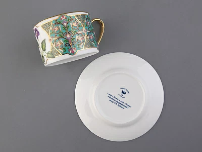 Чашка с блюдцем 250 мл в подарочной упаковке форма Соло, рисунок, Фиалка надрезанная, арт. 81.32656.00.1 Чашка с блюдцем 250 мл в подарочной упаковке форма Соло, рисунок, Фиалка надрезанная, арт. 81.32656.00.1