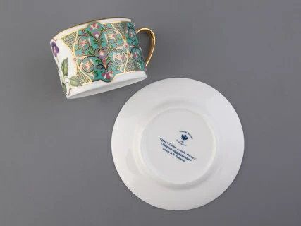 Чашка с блюдцем 250 мл в подарочной упаковке форма Соло, рисунок, Фиалка надрезанная, арт. 81.32656.00.1,  Чашка с блюдцем 250 мл в подарочной упаковке форма Соло, рисунок, Фиалка надрезанная, арт. 81.32656.00.1,