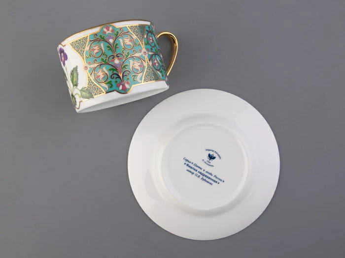 Чашка с блюдцем 250 мл в подарочной упаковке форма Соло, рисунок, Фиалка надрезанная, арт. 81.32656.00.1,  Чашка с блюдцем 250 мл в подарочной упаковке форма Соло, рисунок, Фиалка надрезанная, арт. 81.32656.00.1,