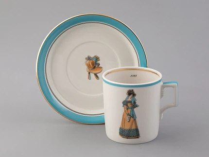 Чашка с блюдцем чайная 220 мл форма Гербовая рисунок Modes de Paris 1823 арт. 81.25412.00.1