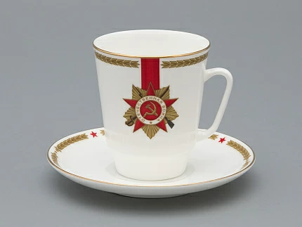 Чашка с блюдцем кофейная, форма Майская 2, рисунок 80 лет Победы, арт 81.33973.00.1