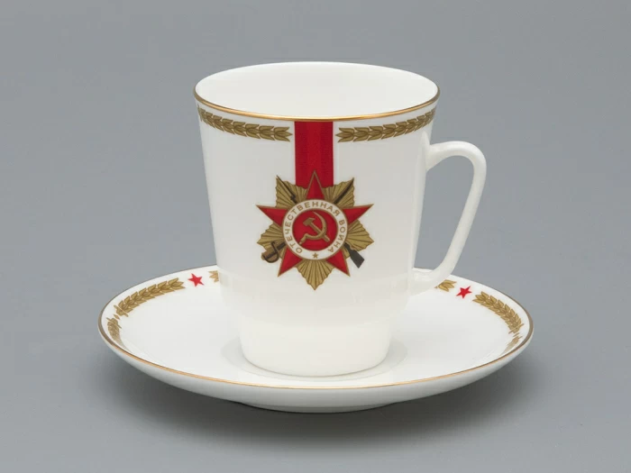 Чашка с блюдцем кофейная, форма Майская 2, рисунок 80 лет Победы, арт 81.33973.00.1, 