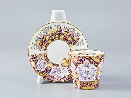 Чашка с блюдцем кофейная Черный кофе Дворцы 80 мл арт. 81.15330.00.1