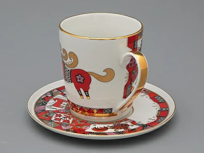 Чашка с блюдцем чайная 300 мл форма Колокол рисунок Красный конь арт.81.34079.00.1