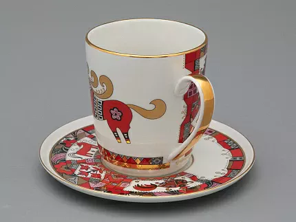 Чашка с блюдцем чайная 300 мл форма Колокол рисунок Красный конь арт.81.34079.00.1