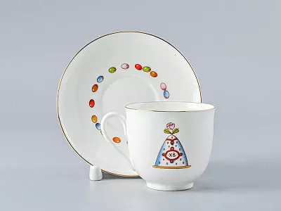 Чашка с блюдцем кофейная 180 мл форма Ландыш рисунок Пасха и Кулич арт. 81.23095.00.1