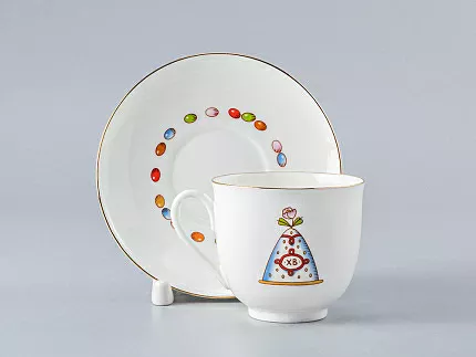 Чашка с блюдцем кофейная 180 мл форма Ландыш рисунок Пасха и Кулич арт. 81.23095.00.1