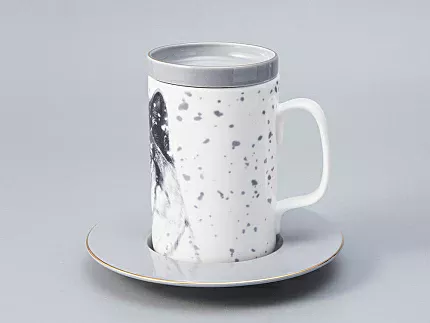 Бокал с блюдцем Тотем в подарочной упаковке, рисунок Волк, арт. 81.28374.00.1