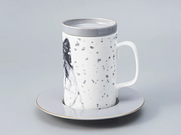 Бокал с блюдцем Тотем в подарочной упаковке, рисунок Волк, арт. 81.28374.00.1,  Бокал с блюдцем Тотем в подарочной упаковке, рисунок Волк, арт. 81.28374.00.1,