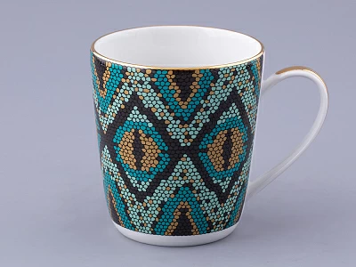 Чашка с блюдцем чайная. форма Колокол. рисунок Боа зеленый, арт. 81.32687.00.1