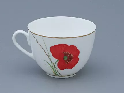 Чашка с блюдцем чайная форма Весенняя рисунок Маки, арт. 81.34141.00.1
