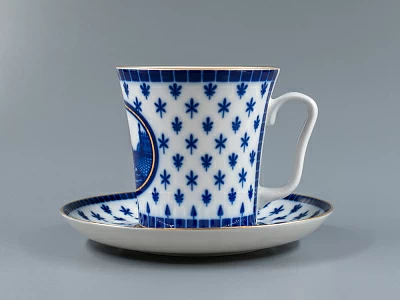 Бокал с блюдцем, форма Ленинградский, рисунок Верхне-Лебяжий мост, арт 81.27423.00.1