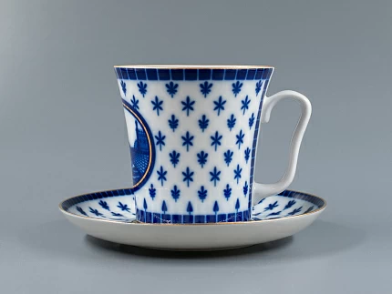 Бокал с блюдцем, форма Ленинградский, рисунок Верхне-Лебяжий мост, арт 81.27423.00.1